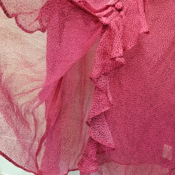 {8} Bec + Bridge Pink Party Shirt Ruffle Button Sheer - Picture 7 of 12